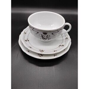 Richard Ginori “Orient Express” Trio Rare Dark Brown Pattern Cup, Saucer, Plate